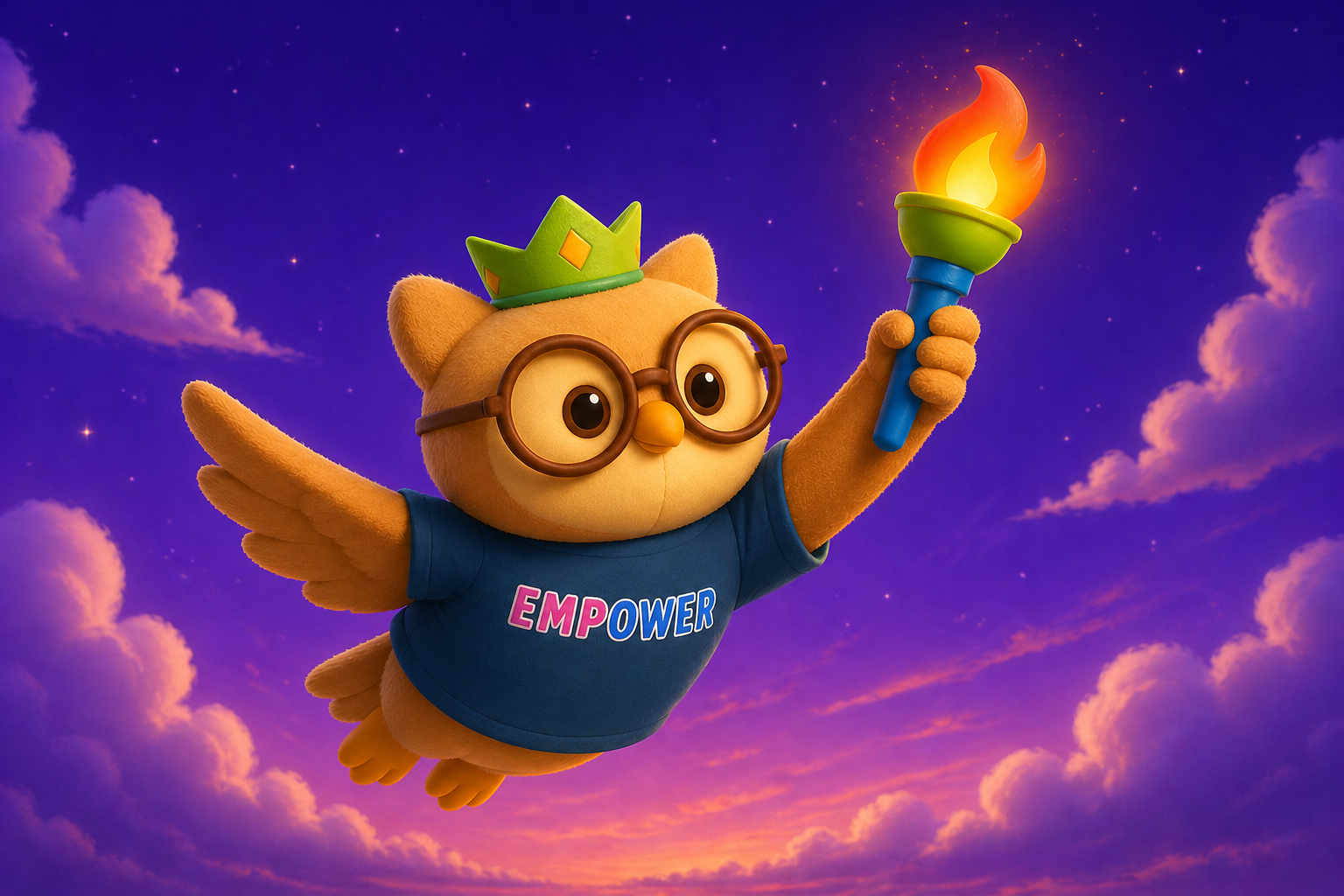 empowered owl holding a torch to represent agency league